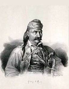 Theodoros Kolokotronis - Lithography by Karl Krazeisen (1794-1878) 