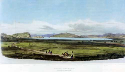 Ναύπλιο, επιχρωματισμένη  λιθογραφία 1834. “La Grece. Vues pittoresques et topographiques, dessinus par  O. M baron de Stackelberg”.