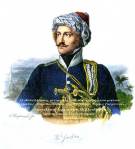 Ο Φιλέλληνας, ιστορικός και επικεφαλής του μικτού τάγματος στην πολιορκία της Τρίπολης,Τόμας Γκόρντον. Επιζωγραφισμένη&nbsp;λιθογραφία.