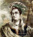 Η καπετάνισσα του Εικοσιένα Λασκαρίνα Μπουμπουλίνα. Επιζωγραφισμένη λιθογραφία, έργο του Adam Friedel. Λονδίνο – Παρίσι,&nbsp;1827.