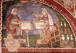 Γαληνός και Ιπποκράτης. Λεπτομέρεια από ιταλική νωπογραφία του 13ου αιώνα.