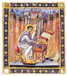 Ο Ευαγγελιστής Λουκάς. Μικρογραφία βυζαντινού&nbsp;χειρογράφου.