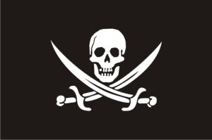 Η σημαία του γνωστού πειρατή Καλίκο Τζακ Ράκαμ (Calico Jack Rackham).