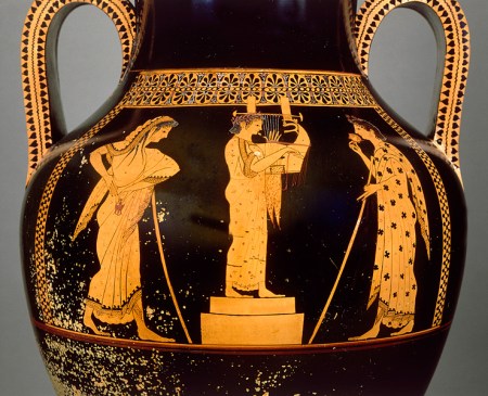 Κιθαρωδός σε ερυθρόμορφο αττικό αμφορέα του 5ου π.Χ. αιώνα, του αγγειογράφου Ανδοκίδου. Παρίσι. Μουσείο Λούβρου, G 1. Φωτογραφία RMN. Φωτογράφος Hervé Lewandowski.