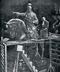 Ο γλύπτης Λάζαρος Σώχος ενώ εργάζεται για την κατασκευή του έφιππου ανδριάντα του Κολοκοτρώνη. 