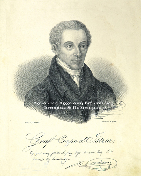 Ιωάννης Καποδίστριας, Λιθογραφία γύρω στο 1818., Καλλιτέχνες: «von L Brand ν{οη} R. Weber».