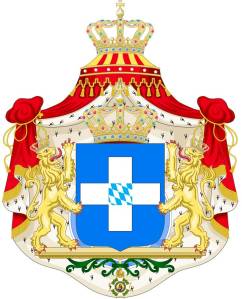 Το εθνόσημο και βασιλικός θυρεός της Ελλάδας (1833–1862).