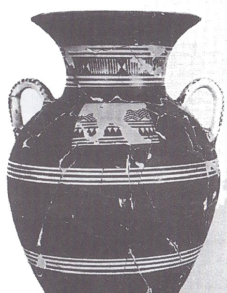 Εικ. 19: Πρώιμος Γεωμετρικός Αμφορέας από τον Κεραμεικό  (Κατά: Σημαντώνη-Μπουρνιά 1997, 85 εικ. 49).