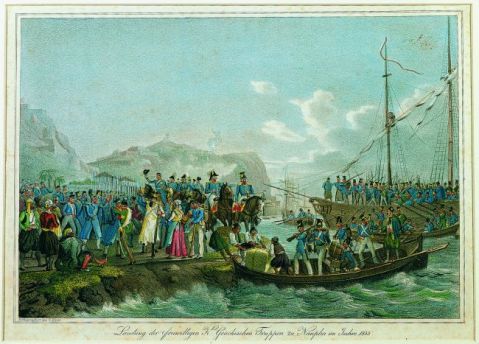  Αποβίβαση του Όθωνα στο Ναύπλιο το 1833 - Λιθογραφία του Gustav Kraus