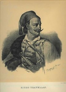 Κυριάκος «Κίτσος» Τζαβέλας (1800-1855), λιθογραφία, Karl Krazeisen.