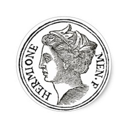 Προσωπογραφία της Ερμιόνης, κόρης του Μενέλαου και της Ωραίας Ελένης, από την έκδοση:  Guillaume Rouillé, «Promptuarii Iconum Insigniorum», Lyon, France 1553. 