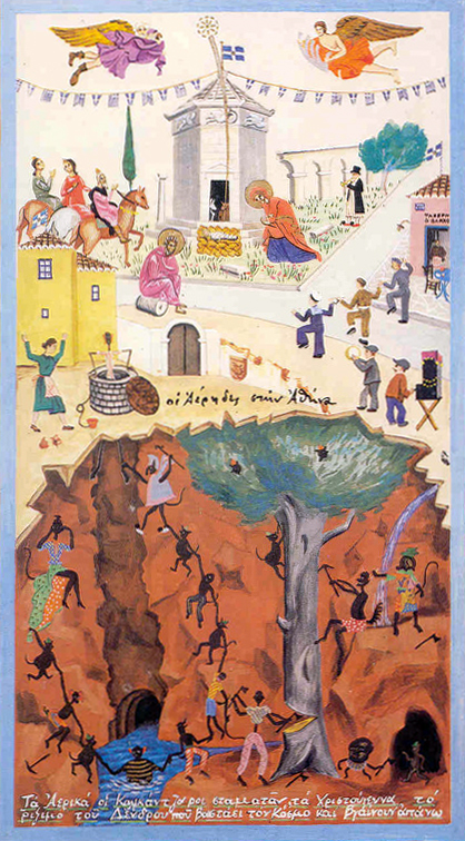 Την παραμονή των Χριστουγέννων τα καλικαντζαράκια σταματούν το κόψιμο του δένδρου και ξεκινούν για το μεγάλο ταξίδι τους πάνω στη Γη.