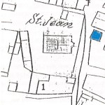 Εικ. 4: Απόσπασμα δεύτερου καποδιστριακού σχεδίου 1831, με τον Αγιάννη νοτιότερο αρ.1 το προεπαναστατικό, επαναστατικό και καποδιστριακό σχολείο Α΄.